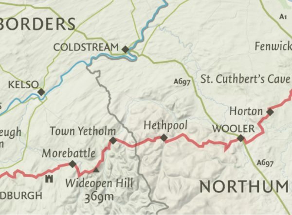 Map route of St Cuthbert's Way